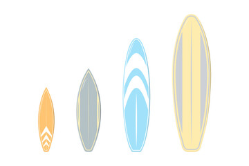Cartoon collection surfboard on isolated background, Vector illustration.