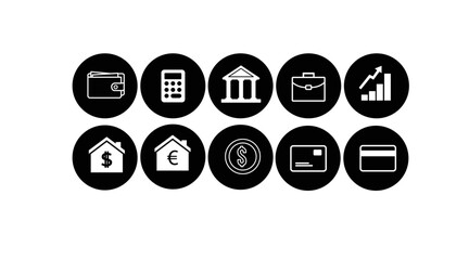 Money icon and finance icon set. Vector isolated editable illustration set