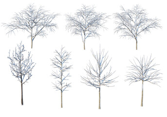 Fototapeta premium 3d render trees and mountains during winter