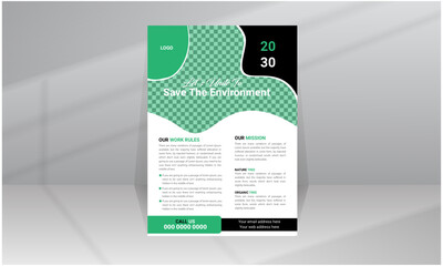 Save the Green Nature Environment A4 size Flyer template design