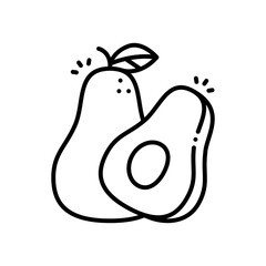 Avocado vector icon blue outline style