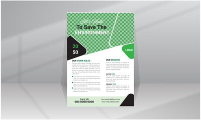 Save the Green Nature Environment A4 size Flyer template design
