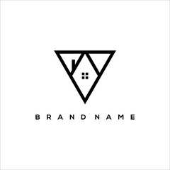 Line art letter V and house logo vector