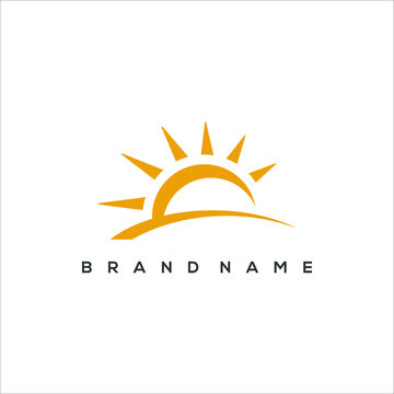 Sun and landscape logo vector