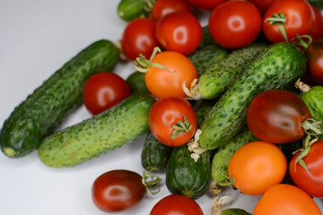 Fresh cucumbers and cherry tomatoes