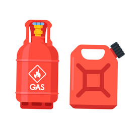 Red Balloon And Canister With Diesel, Explosive Liquid Gas, Petroleum, Fuel. Container For Chemicals Transportation