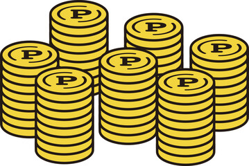 ポイント獲得。コインの山。