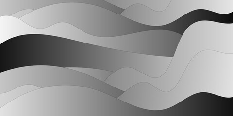 Abstract black gradient wavy vector background.