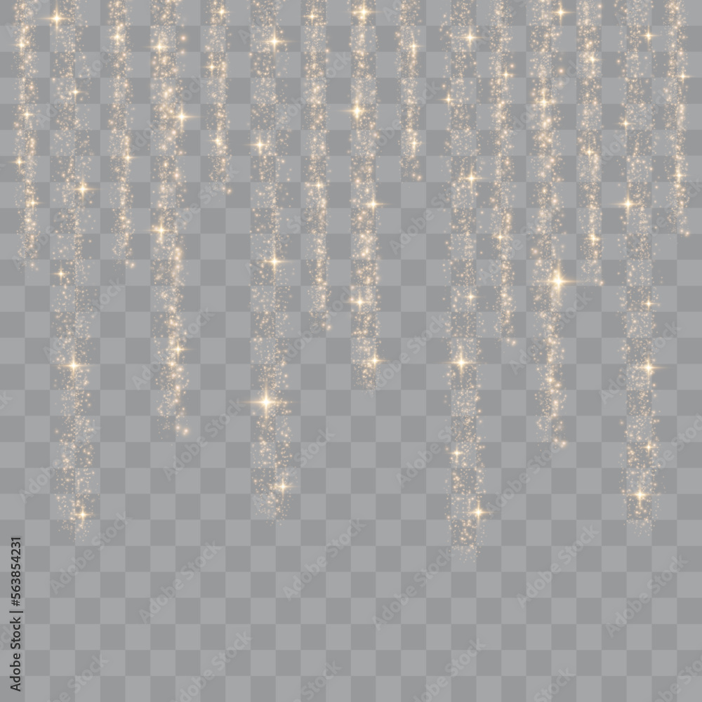 Poster gold light effect. vector glitter particles. shining bokeh