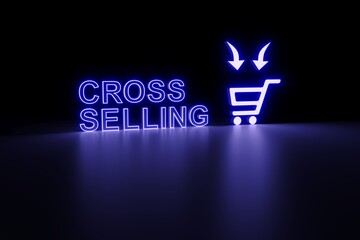 CROSS SELLING neon concept self illumination background 3D illustration