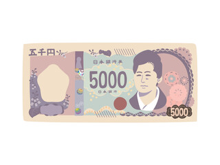 デフォルメの新五千円札のイラスト