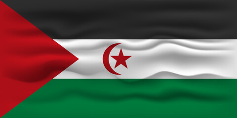 Waving flag of the country Sahrawi Arab Democratic Republic. Vector illustration.