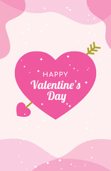 Happy Valentine's day. Valentine's day card with a heart and cupid arrow.
 Symbol of love. Vector illustration.