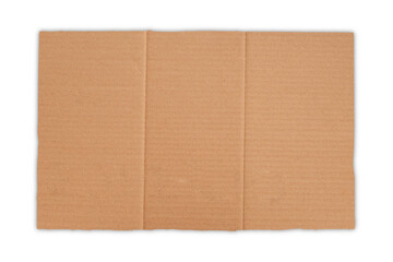 Brown corrugated piece of carton mockup isolated on white background. 3d rendering.
