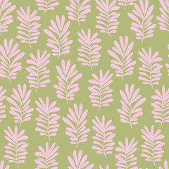 Seamless pattern with pink leaves