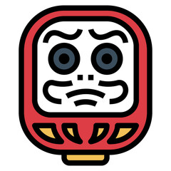 Fototapeta premium daruma filled outline icon style