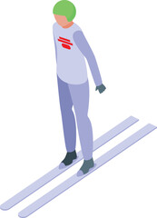 Fototapeta premium Snow ski jumping icon isometric vector. Winter sport. Active sport