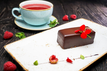 dessert red cake in a plate
