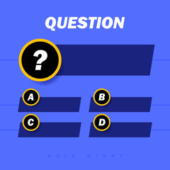 Question and answers vector template for quiz game, exam, tv show, school, examination test. Vector Illustration