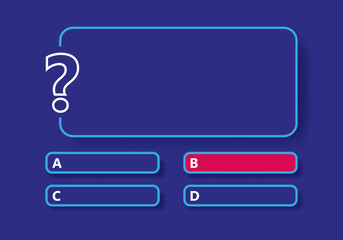 Question and answers vector template for quiz game, exam, tv show, school, examination test. Vector Illustration