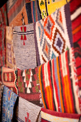 Colorful handmade woolen bedouin rugs, Petra, Jordan