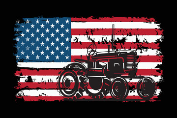 American Flag Patriotic Tractor Design