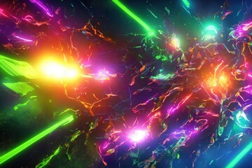 Obraz na płótnie Canvas Abstract glowing neon background desktop wallpaper, grunge, vivid colors