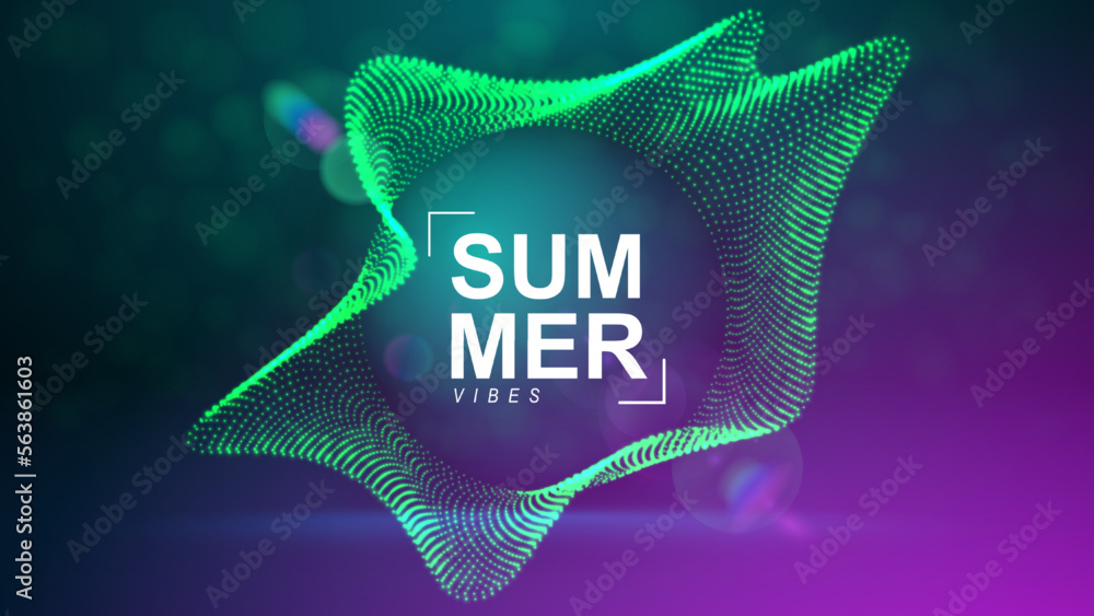 Aufkleber trendy dots cover design. dynamic abstract flow particles background. deformed circle shape of the p