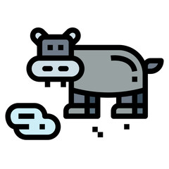 hippopotamus filled outline icon style