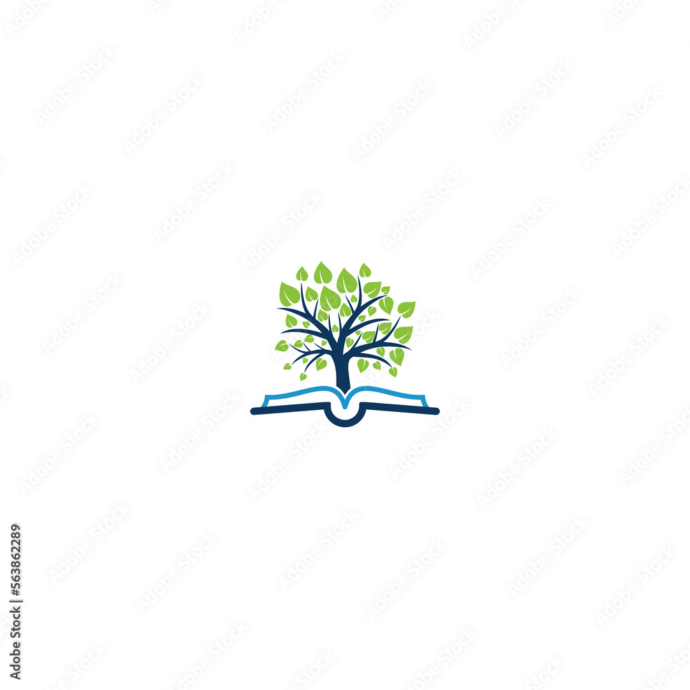 Poster tree with book logo. book of tree icon isolated on white background