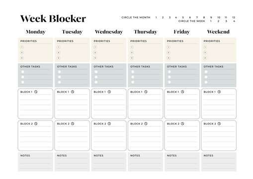 Time Blocking Planner, Time Boxing, Time Management, Printable Planner