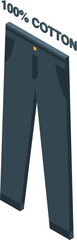 Obraz na płótnie Canvas Cotton pants icon isometric vector. Clothing material. Natural fabric