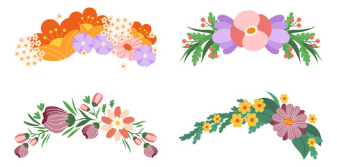 Set Of Floral Design Elements,Wreaths, Flower Laurel, Branches, Green Leaves Or Twigs For Wedding Invitation