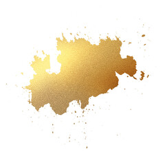Digital illustration hand drawn abstract paint stain with gold glitter texture isolate on blank space.