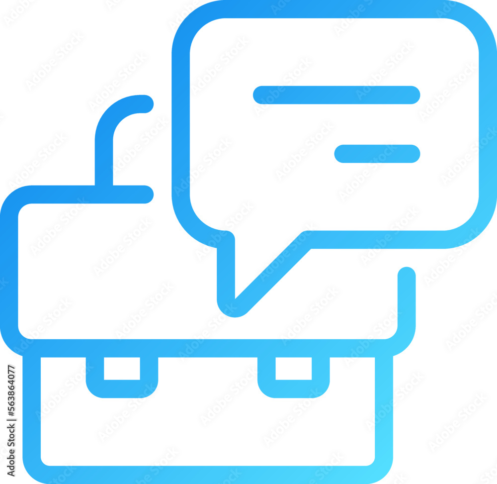 Aufkleber briefcase with speech bubble pixel perfect gradient linear vector icon. commercial offer presentatio
