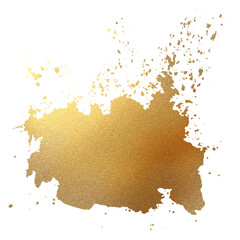 Digital illustration hand drawn abstract paint stain with gold glitter texture isolate on blank space.