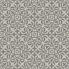 Ancient ceramic tile seamless pattern. Wall or floor texture. Decorative antique stone ornament.