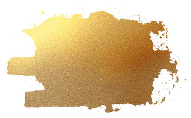 Digital illustration hand drawn abstract paint stain with gold glitter texture isolate on blank space.