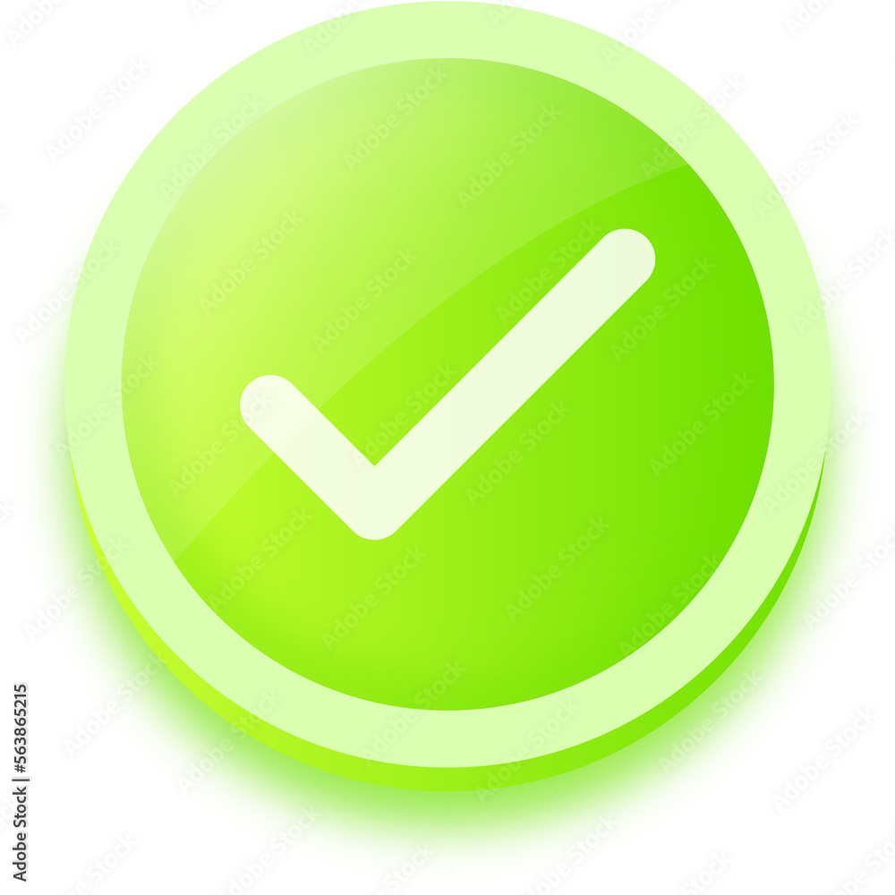 Poster check mark symbol in 3d style. green check marks button.