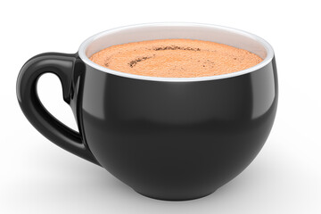 Ceramic coffee cup for cappuccino, americano, espresso, mocha, latte on white