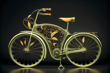 Fototapeta premium Wallpaper with a bicycle in art deco style created with Generative AI technology.