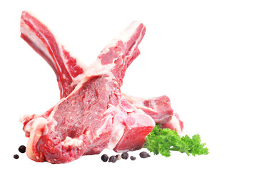 Raw lamb ribs isolated 