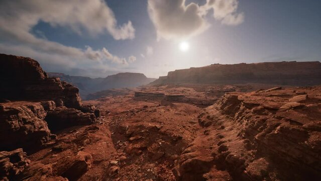 Aerial view of red rock canyon