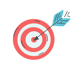Target bullseye or arrow on target line art vector icon for apps and websites