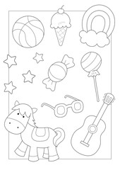 coloring objects for kids. black and white design you can print on a4 size paper
