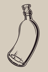 Vector illustration of a marine bottle on a light background