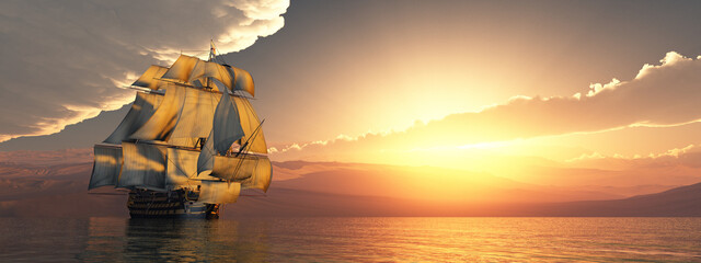 HMS Victory at sunset - 563867067