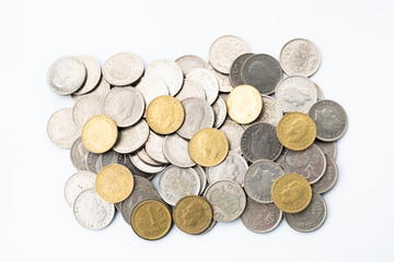 Spanish money from the last century. Old coins of Spain