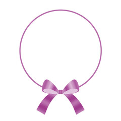 purple ribbon bow with purple circle