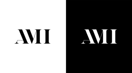 business logo minimalist monogram ami letter initial black and white icon illustration style Designs templates
